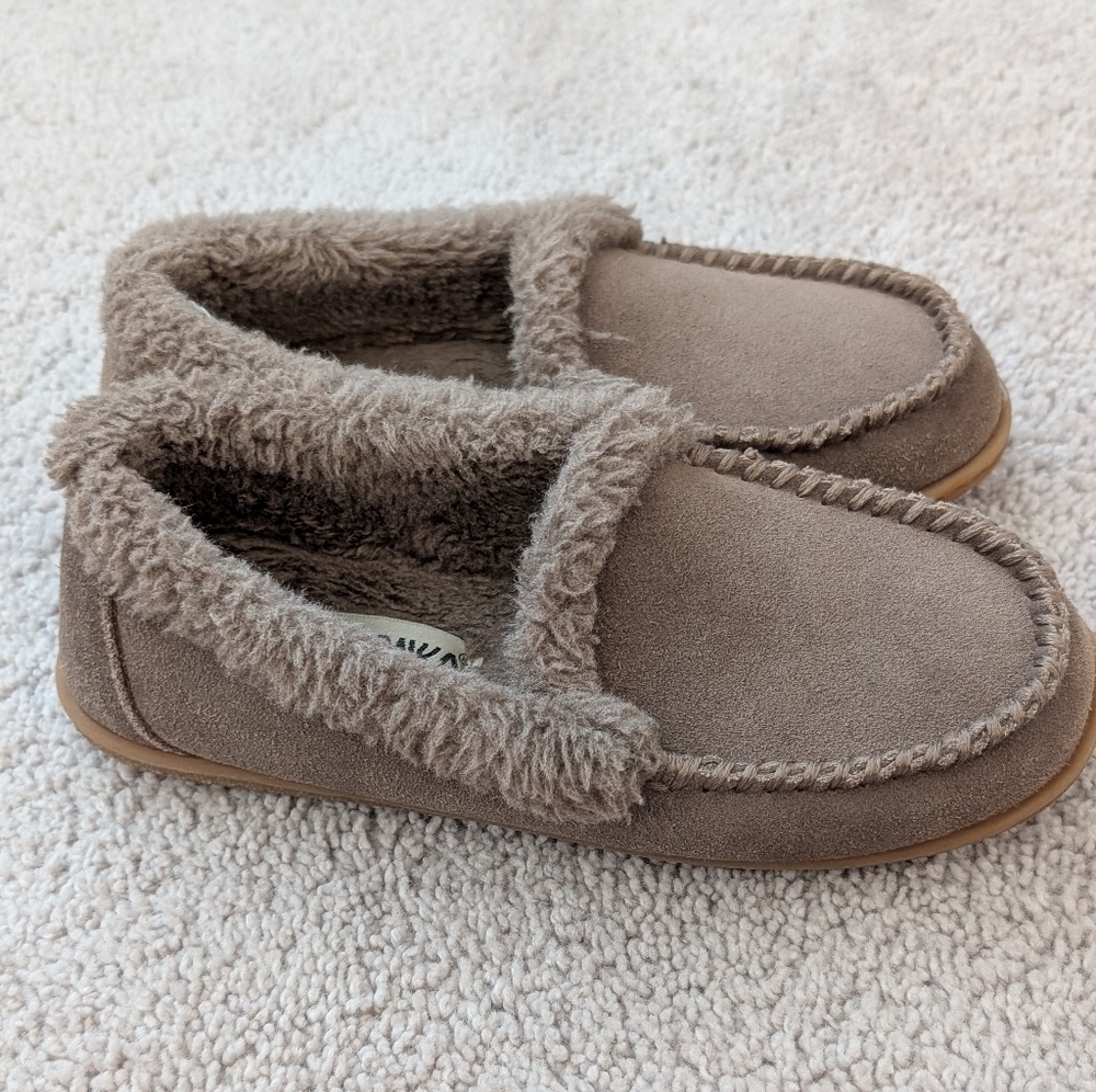 Minnetonka Women's Size 6M Shoes Brown Suede Faux Fur Lined Slippers Loafers - Picture 4 of 12